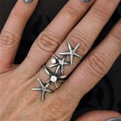 Stacked Starfish Ring with CZs. - Luxe Design Jewellery