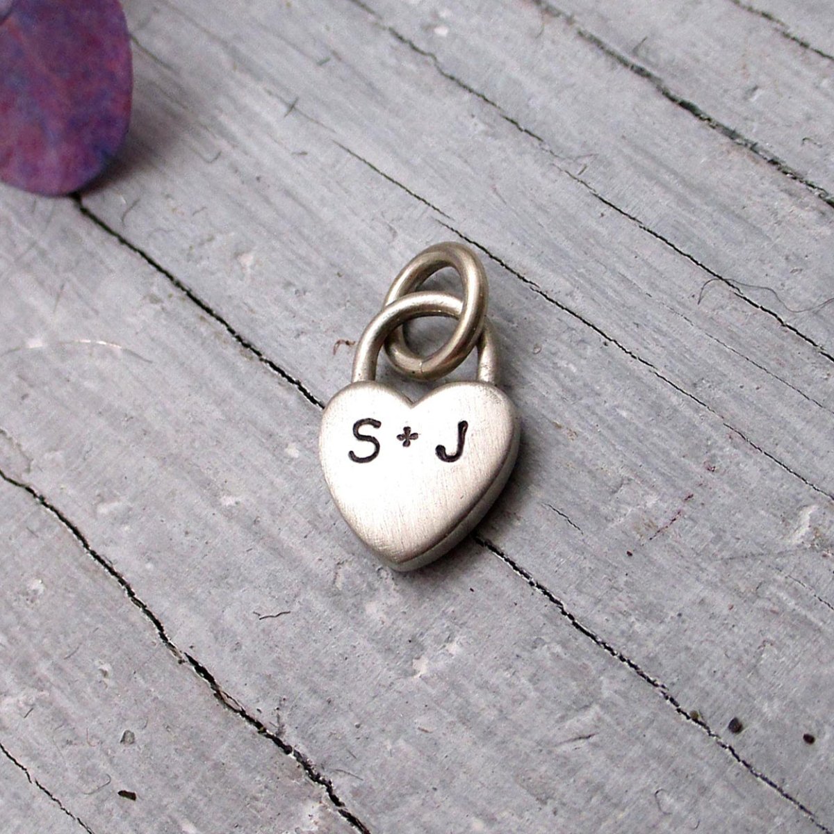 Sterling Padlock Heart Charm with 3 Characters - Luxe Design Jewellery