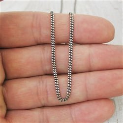 Sterling Silver 1.9mm Curb Chain Oxidized or Shiny - Luxe Design Jewellery