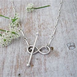 Sterling Silver 1mm Bar and Link Chain with Infinity Toggle Clasp - Luxe Design Jewellery