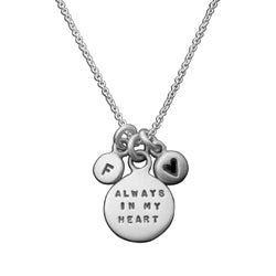 Sterling Silver ALWAYS IN MY HEART Initial Memorial Necklace - Luxe Design Jewellery