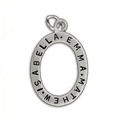 Sterling Silver Customizable Open Oval with PERSONALIZE BACK option - Luxe Design Jewellery