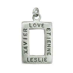 Sterling Silver Customizable Open Rectangle Charm - LARGE Font - Luxe Design Jewellery