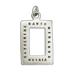 Sterling Silver Customizable Open Rectangle Charm - SMALL Font - Luxe Design Jewellery
