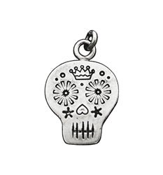 Sterling Silver Day of the Dead Sugar Skull Charm - Luxe Design Jewellery