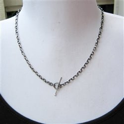 Sterling Silver Heavy Cable Chain Necklace with Toggle Closure - Luxe Design Jewellery