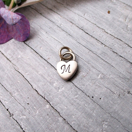 Sterling Silver Initial Padlock Heart Charm - Luxe Design Jewellery