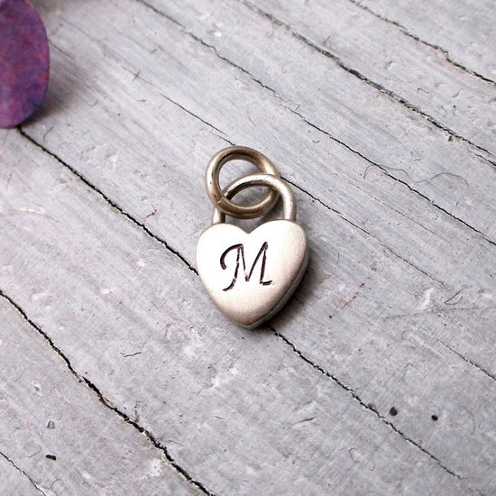 Sterling Silver Initial Padlock Heart Charm - Luxe Design Jewellery