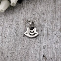 Sterling Silver Kitty Cat Face Charm - Luxe Design Jewellery