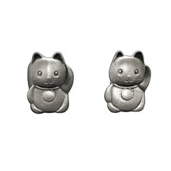 Sterling Silver Lucky Cat Cufflinks - Luxe Design Jewellery