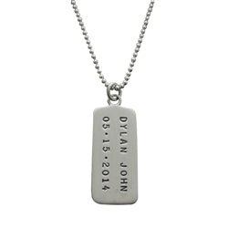 Sterling Silver Narrow Dog Tag Necklace - Luxe Design Jewellery