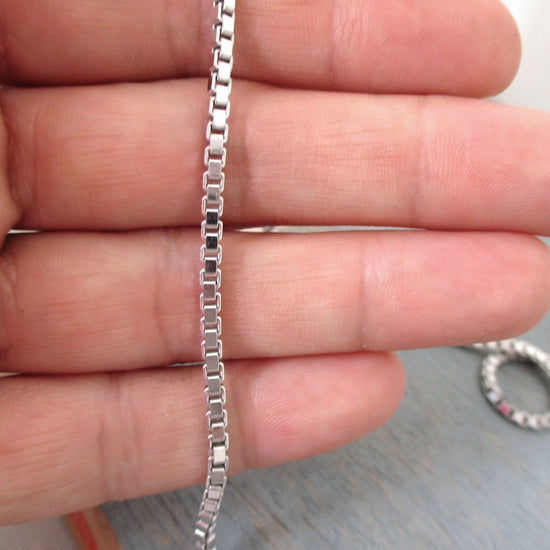 Sterling Silver Oxidized or Shiny 2.5mm Box Chain Bracelet - Luxe Design Jewellery