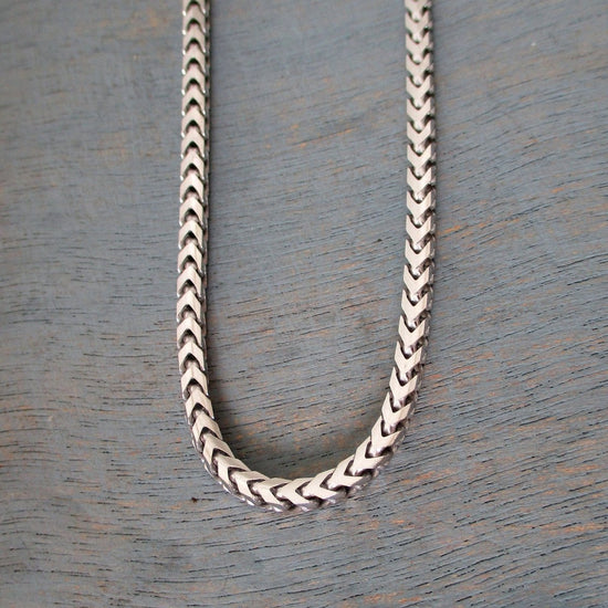Sterling Silver Oxidized or Shiny 3mm Franco Chain, 8.5" to 28" Lengths, Men's Silver Chain - Luxe Design Jewellery