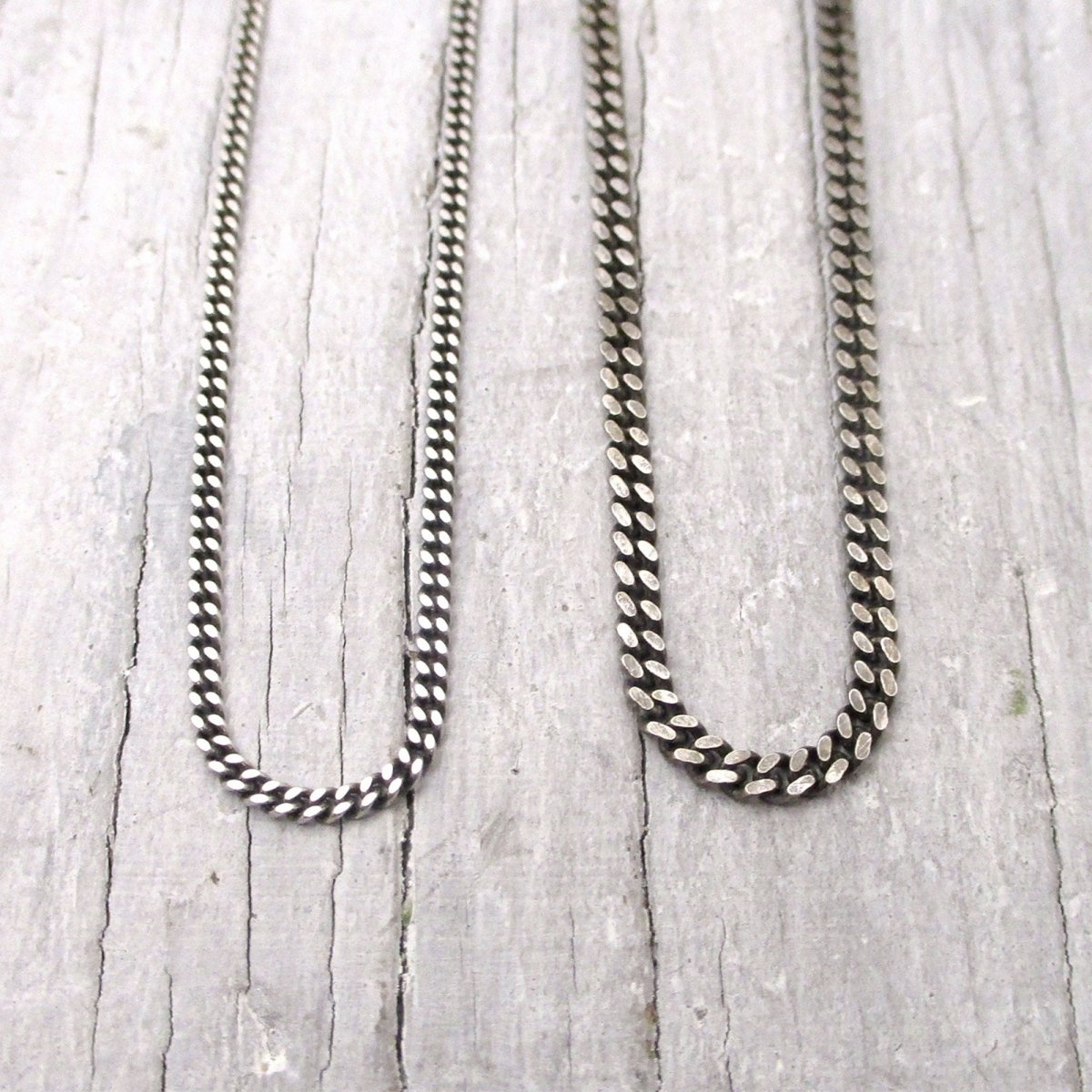 Sterling Silver Oxidized or Shiny Curb Chain, 18" to 30" Lengths, 2mm or 2.5mm, Mens, Unisex - Luxe Design Jewellery