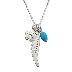Sterling Silver Personalized Angel's Wing, Flower & Bead Necklace - Luxe Design Jewellery