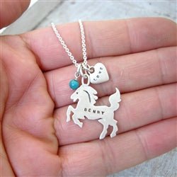 Sterling Silver Personalized Horse Necklace - Luxe Design Jewellery