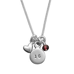 Sterling Silver Personalized Number, Heart and Birthstone Necklace - Luxe Design Jewellery