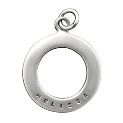 Sterling Silver Personalized Open Circle Charm in Small Font - Luxe Design Jewellery