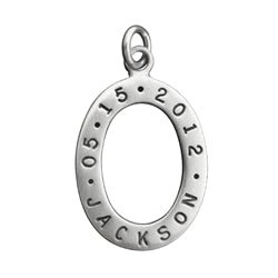 Sterling Silver Personalized Oval Birth Date Name Charm - Luxe Design Jewellery