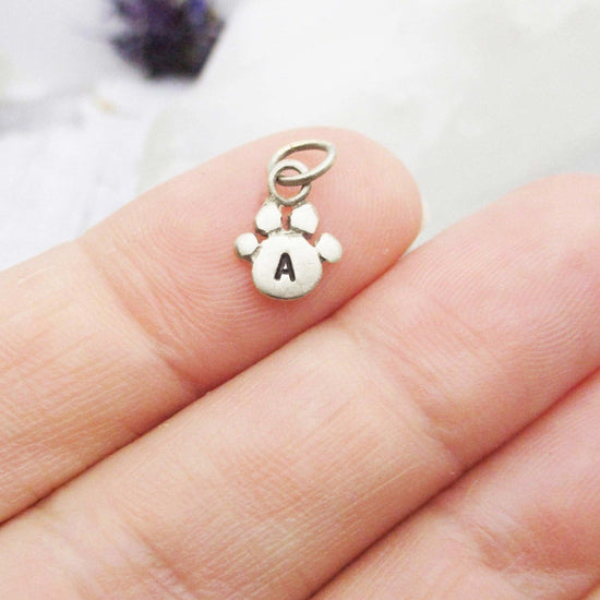 Sterling Silver Personalized Paw Initial Charm - Luxe Design Jewellery