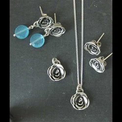 Sterling Silver Rose Charm Hook Earrings - Luxe Design Jewellery