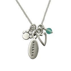 Sterling Silver Small Oval & Paw Necklace - Luxe Design Jewellery