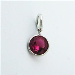 Sterling Silver Sparkle Birthstone Charm in Ruby - Luxe Design Jewellery