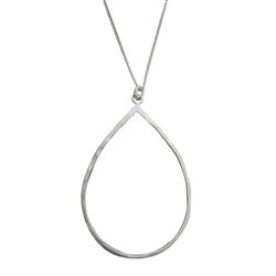 Sterling Silver Teardrop Long Necklace - Luxe Design Jewellery
