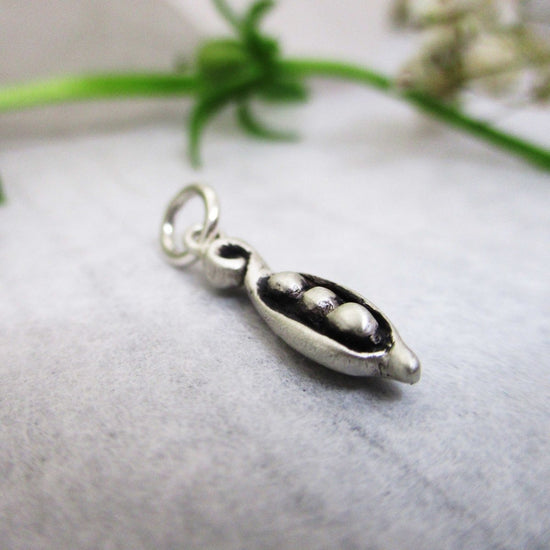 Sweet Pea, Peas in a Pod Charm in Sterling Silver - Luxe Design Jewellery