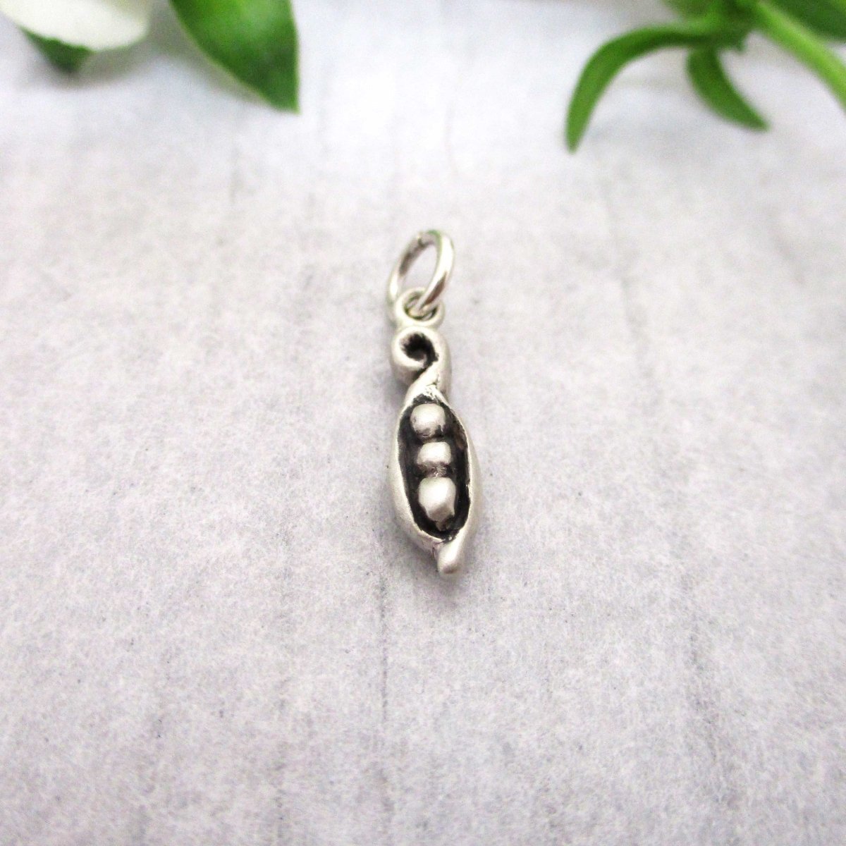 Sweet Pea, Peas in a Pod Charm in Sterling Silver - Luxe Design Jewellery