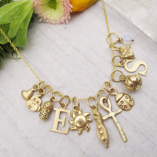 Tiny Little Peanut Charm in solid 14 Karat Gold - Luxe Design Jewellery