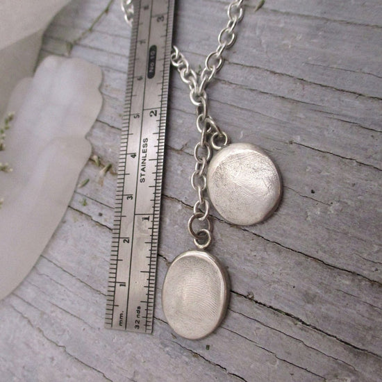 Two Fingerprint Drop Necklace on Large Cable Chain - Luxe Design Jewellery