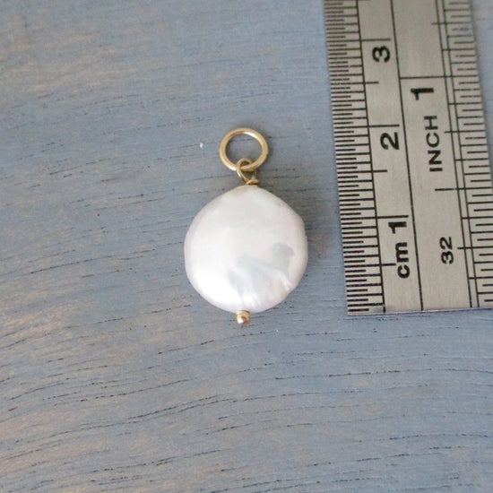 White Baroque Coin Pearl Earrings in Gold Filled or Sterling Silver - Luxe Design Jewellery