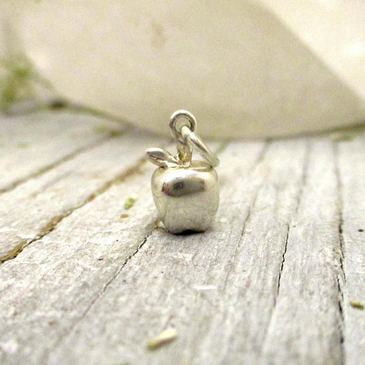 Whole Apple Charm in Solid Sterling Silver - Luxe Design Jewellery