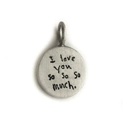 Your Actual Handwriting on a Silver Disc Pendant 14mm - Luxe Design Jewellery