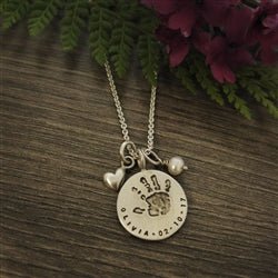 Your Child's Hand Print, Foot Print or Finger Print Pendant in Silver - Luxe Design Jewellery