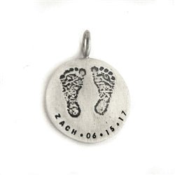 Your Child's Hand Print, Foot Print or Fingerprint Pendant in Silver, Personalized with Name - Luxe Design Jewellery
