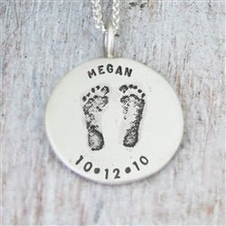 Your Child's Hand Prints or Foot Prints Circle Necklace - Luxe Design Jewellery