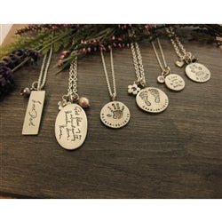Your Child's Handwriting Necklace with Optional Birthstone - Luxe Design Jewellery