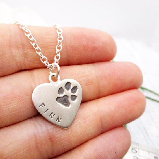 Your Dog's or Cat's Personalized Paw Print Heart Pendant - Luxe Design Jewellery