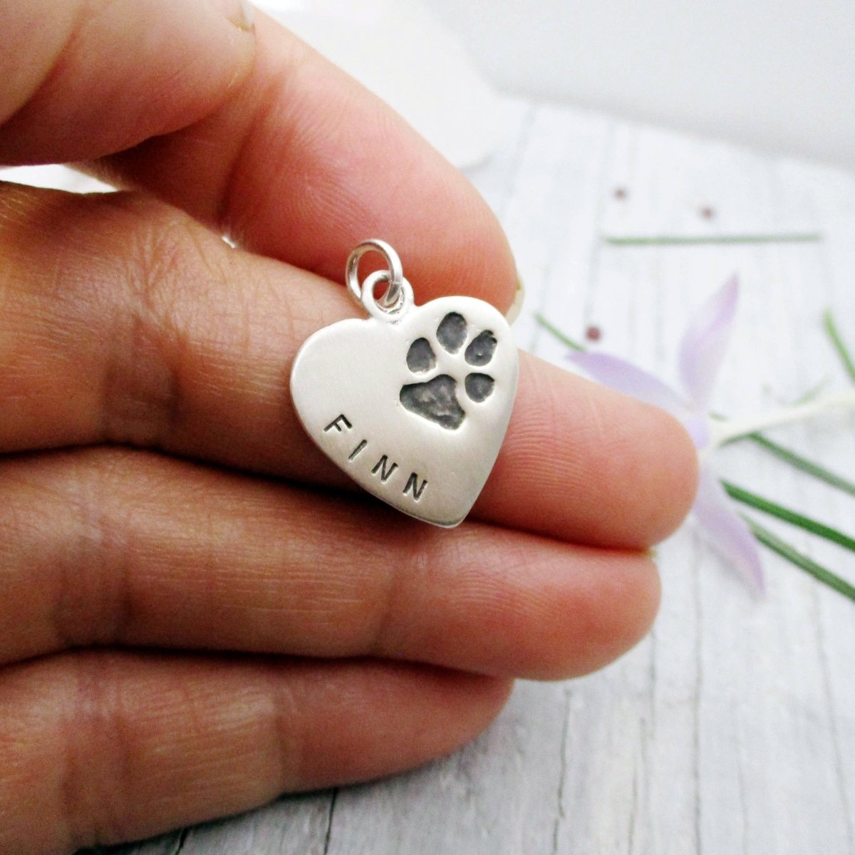 Your Dog's or Cat's Personalized Paw Print Heart Pendant - Luxe Design Jewellery