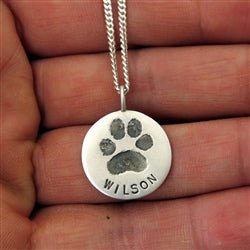 Your Dog's Paw Print Charm on 22" Curb Chain Necklace for Men - Luxe Design Jewellery