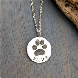 Your Dog's Paw Print Charm on 22" Curb Chain Necklace for Men - Luxe Design Jewellery
