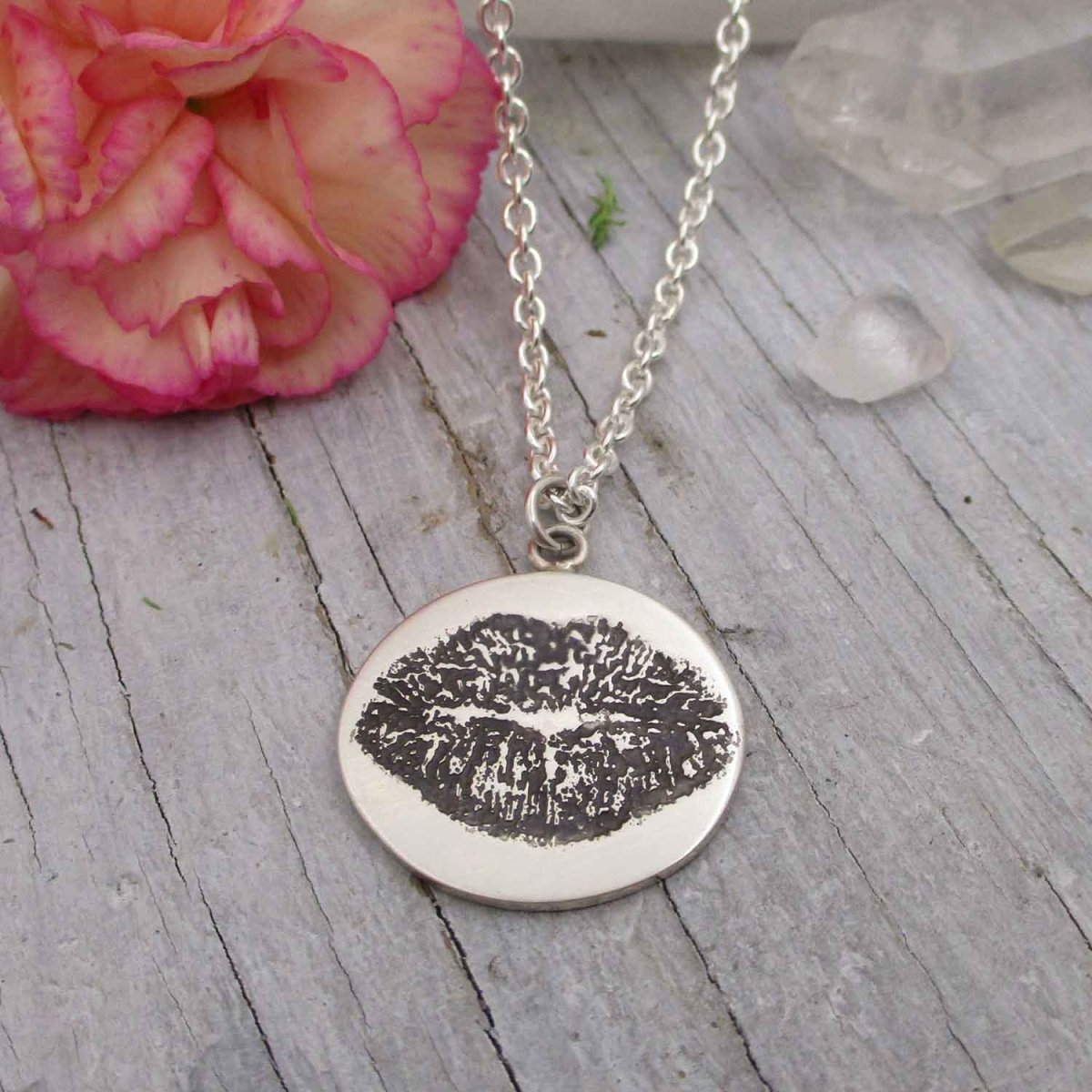 Your Forever Kiss Print Pendant in Sterling Silver - Luxe Design Jewellery