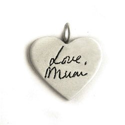 Your Handwriting on a Silver Large Heart Charm - Luxe Design Jewellery