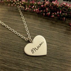 Your Handwriting on a Silver Large Heart Necklace - Luxe Design Jewellery
