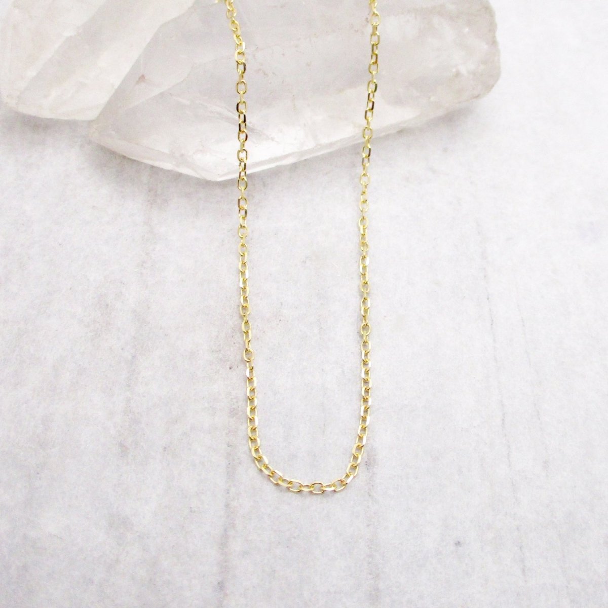 14 Karat Gold Diamond Cut 1mm Open Cable Chain in Yellow Gold