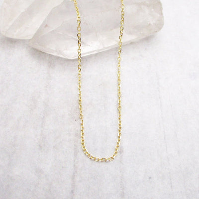 14 Karat Gold Diamond Cut 1mm Open Cable Chain in Yellow Gold