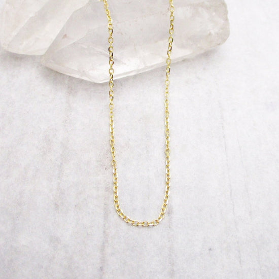 14 Karat Gold Diamond Cut 1mm Open Cable Chain in Yellow Gold