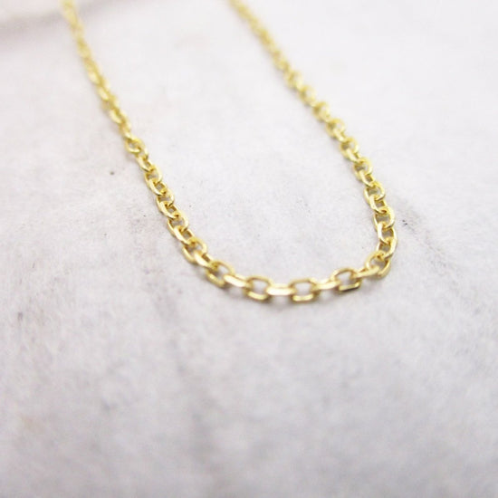 14 Karat Gold Diamond Cut 1mm Open Cable Chain in Yellow Gold